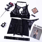 Ensemble de lingerie sexy 5 pièces en résille moulante