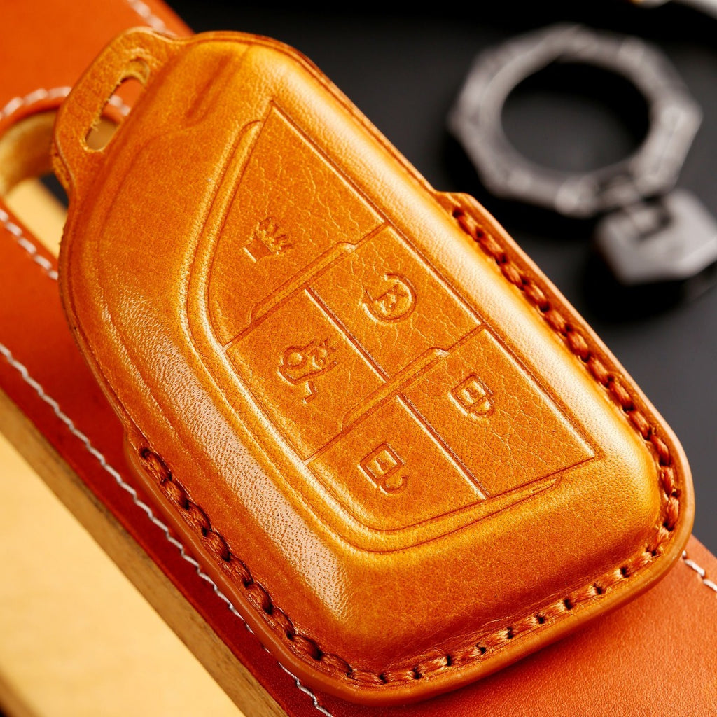 Carsine Cadillac Leather Key Cover - Premium Protector for All Models Black / A