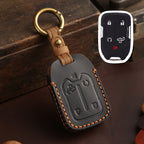 Carsine GMC Chevrolet Leather Car Key Cover 4,5,6 Button Black / 4 Button