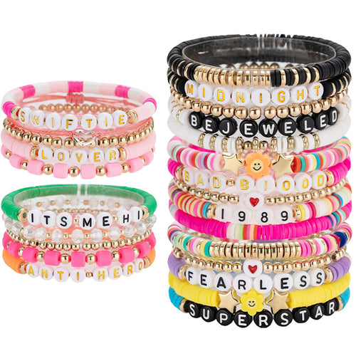Carsine Taylor Swift Friendship Bracelets TS Album Inspired Bracelet Set Lover Fearless 1989 Speak Now Tour Bracelets Music Festival Bracelets 25 Pcs
