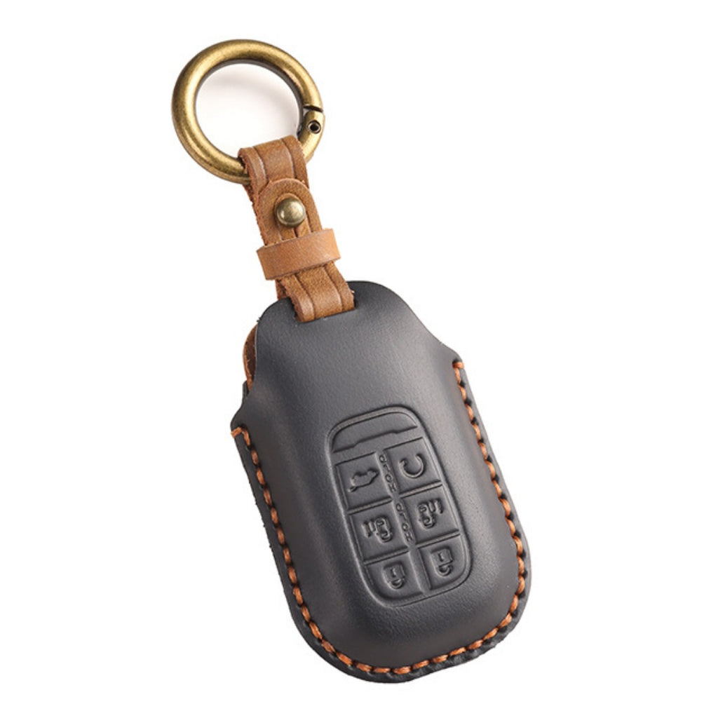 Carsine Honda Odyssey Elysion Leather Car Key Cover 5,6 Button Black / 5 Button