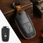 Étui en cuir pour clé de voiture (2, 3, 4 ou 5 boutons) compatible avec les Ford Focus, Explorer, Kuga, Sharp, Aviator, Lincoln Mondeo, Edge, F-150, Raptor et autres pick-ups.