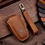 Étui en cuir pour clé de voiture (2, 3, 4 ou 5 boutons) compatible avec les Ford Focus, Explorer, Kuga, Sharp, Aviator, Lincoln Mondeo, Edge, F-150, Raptor et autres pick-ups.