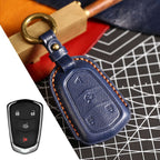 Carsine Cadillac Leather Key Cover - Premium Protector for All Models Blue / A
