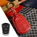 Carsine Cadillac Leather Key Cover - Premium Protector for All Models Red / A
