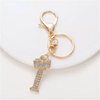Carsine Rhinestone 26 Letters Car Keychain I