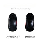 Carsine Tesla Leather Car Key Cover Black / Model 3/Y/S