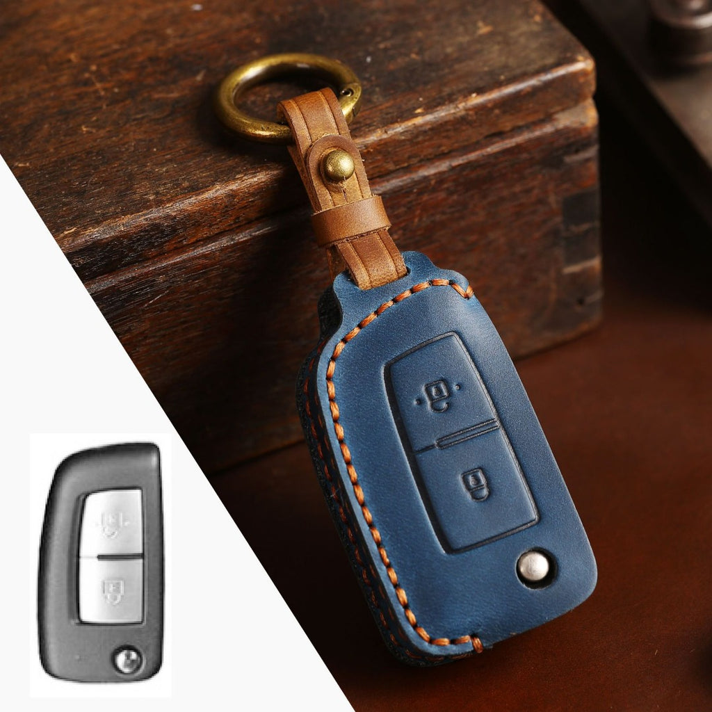 Nissan Sylphy Tiida X-Trail Qashqai Kicks Leather Car Key Cover 2,3 Button