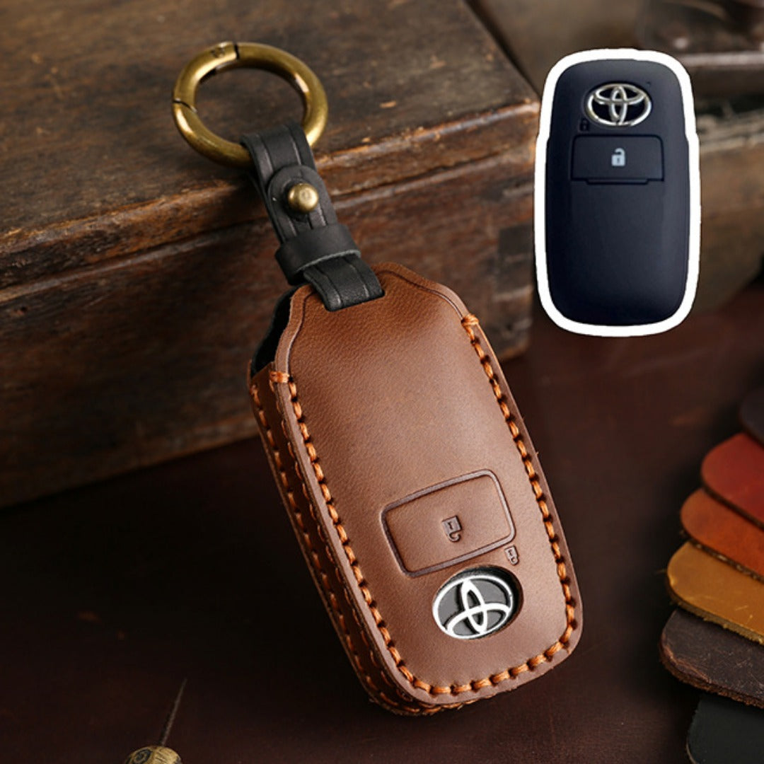 Carsine Toyota Yaris Leather Car Key Cover 2,3 Button Brown / 2 Button