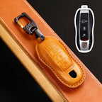 Carsine Porsche Leather Car Key Cover Brown