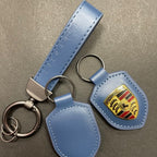 Genuine Leather Porsche Crest Keychain