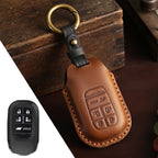 Carsine Honda Odyssey Elysion Leather Car Key Cover 5,6 Button Brown / 5 Button