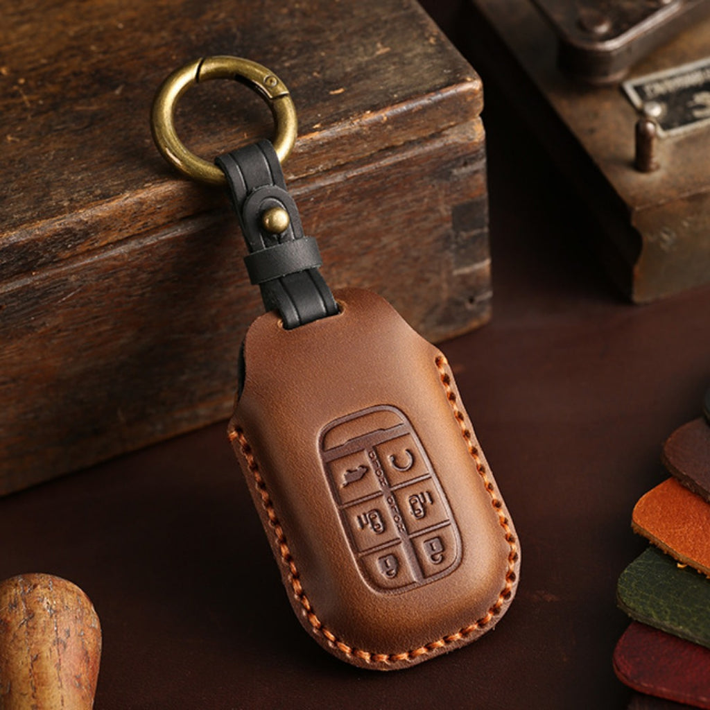 Carsine Honda Odyssey Elysion Leather Car Key Cover 5,6 Button Black / 5 Button