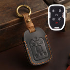 Carsine GMC Chevrolet Leather Car Key Cover 4,5,6 Button Black / 6 Button