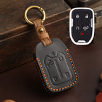 Carsine GMC Chevrolet Leather Car Key Cover 4,5,6 Button Black / 5 Button
