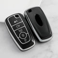Carsine Ford Mustang Lincoln Car Key Cover Silver Edge Black / Key case