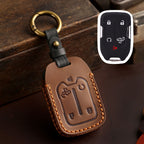 Carsine GMC Chevrolet Leather Car Key Cover 4,5,6 Button Brown / 5 Button
