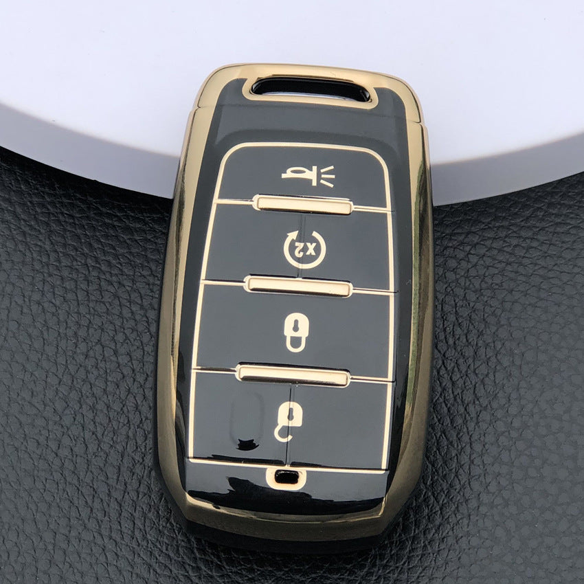 Carsine Jeep Dodge Chrysler Car Key Case Golden Edge Black / Key case
