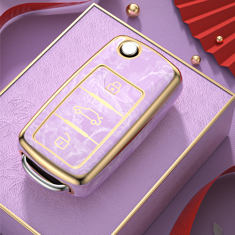 Carsine Volkswagen Car Key Case Gold Inlaid With Jade Pink / Key case