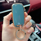 Carsine Kia Car Key Case Golden Edge Gold / Grey / Key case + O chain
