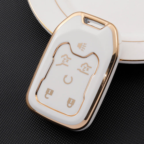 Carsine GMC Yukon Car Key Case Golden Edge Type A / White / Key case