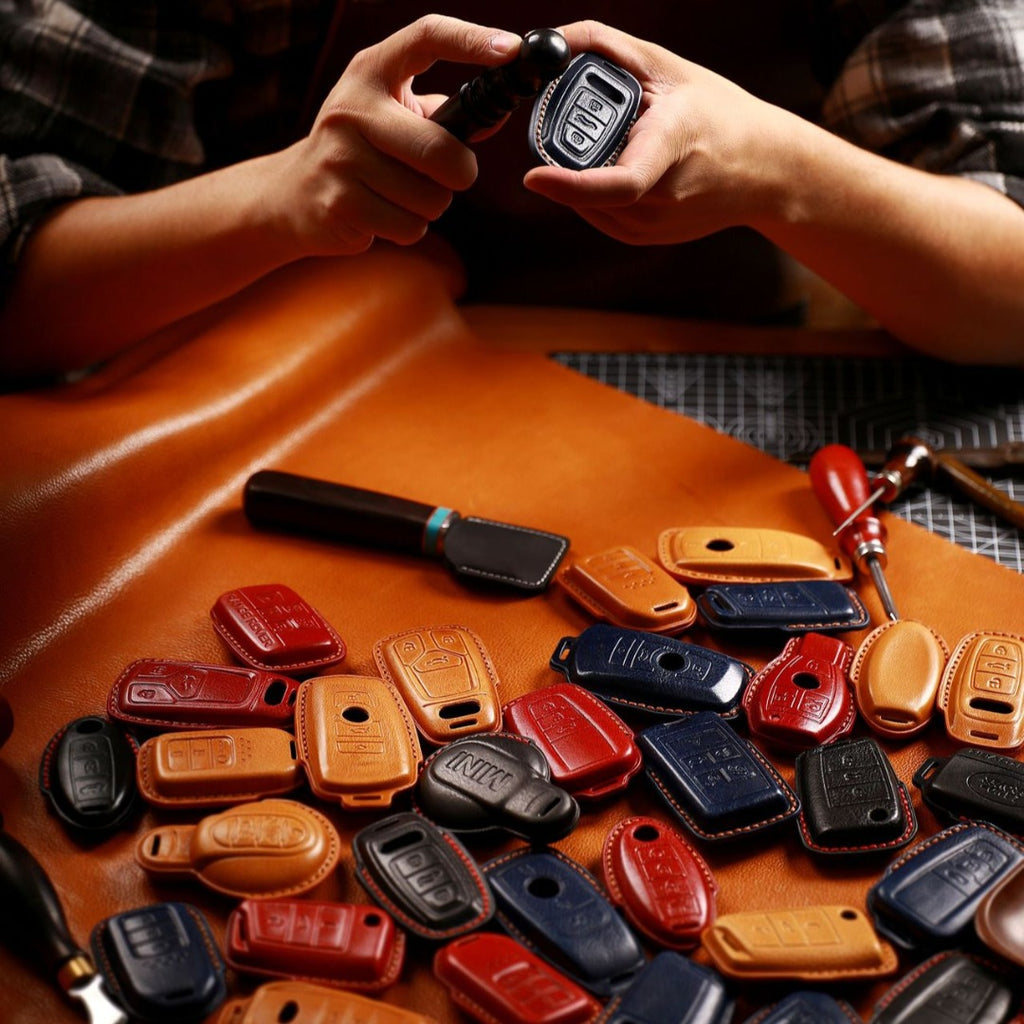 Land Rover/Jaguar Leder-Schlüsselhülle | Handgefertigtes Vollnarbenleder | Passgenau für Modelle von 2010-2025