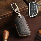 Carsine Cadillac Leather Key Cover - Premium Protector for All Models Black / D