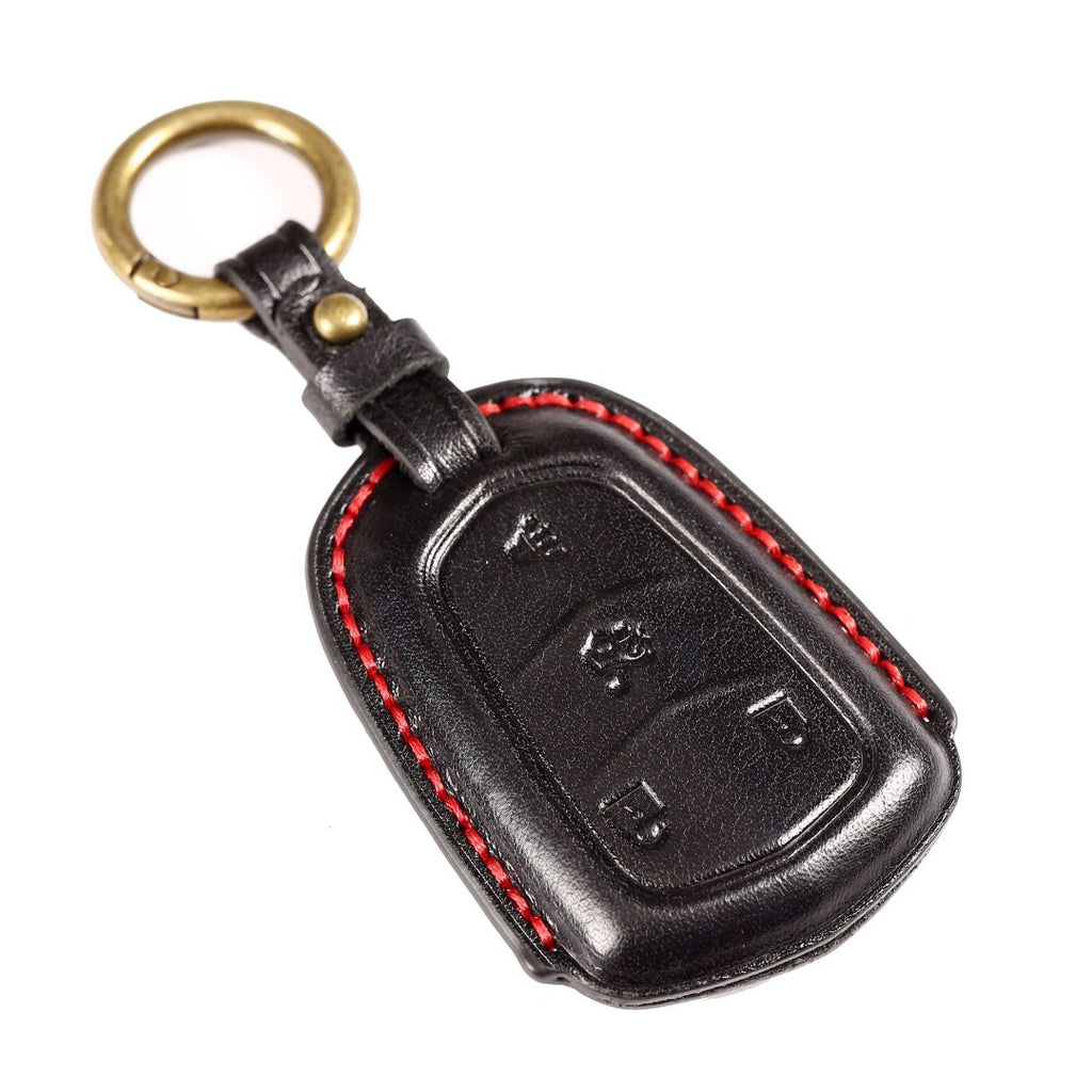 Carsine Cadillac Leather Key Cover - Premium Protector for All Models Black / A