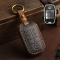 Carsine Kia Carnival MPV Leather Car Key Cover 6 Button Black / 6 Button