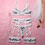 Carsine Cow pattern sexy women's underwear garter straps G string Thong Cow pattern / S