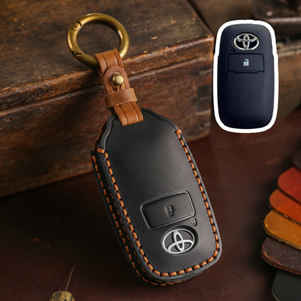 Carsine Toyota Yaris Leather Car Key Cover 2,3 Button Black / 2 Button