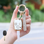 Carsine Honda Car Key Case Golden Edge 3 Buttons / White / Key case + O chain